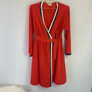 Vintage 70’s Satin Vanity Fair Colorblock Wrap Style House Robe